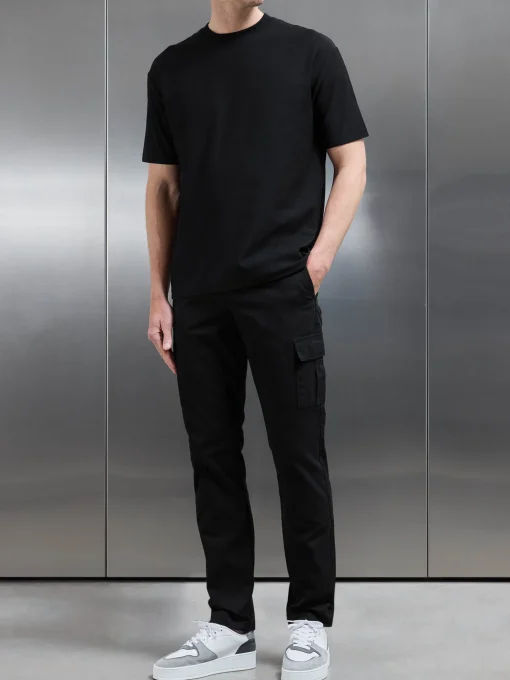 Smart Relaxed Cotton Cargo Pant - Black