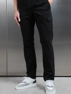 Smart Relaxed Cotton Cargo Pant - Black