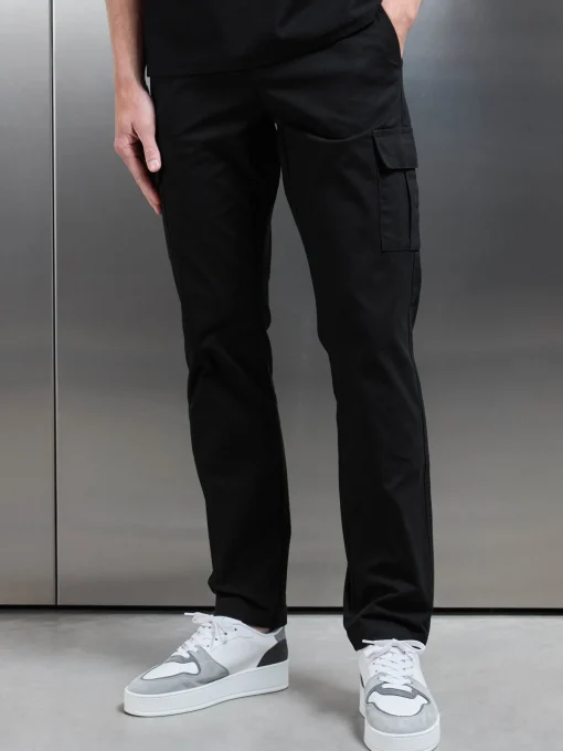 Smart Relaxed Cotton Cargo Pant - Black