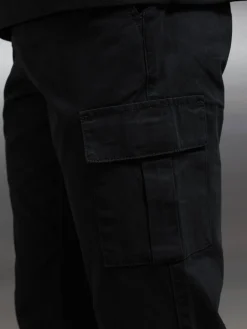 Smart Relaxed Cotton Cargo Pant - Black