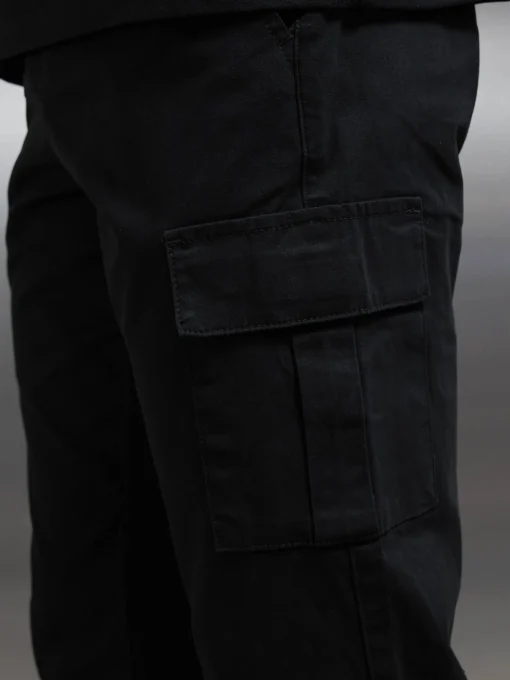 Smart Relaxed Cotton Cargo Pant - Black