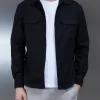 Smart Textured Overshirt - Black