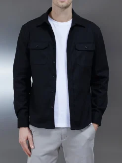 Smart Textured Overshirt - Black