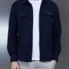 Smart Textured Overshirt - Navy