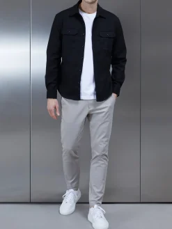 Smart Textured Overshirt - Black