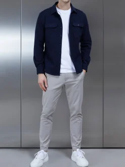Smart Textured Overshirt - Navy