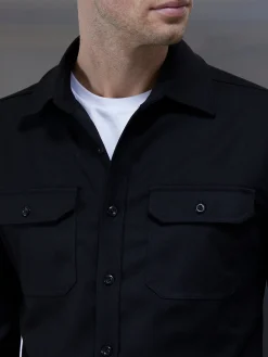 Smart Textured Overshirt - Black