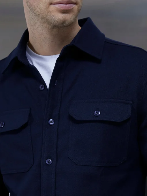 Smart Textured Overshirt - Navy