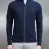 Square Textured Zip Through Jacket - Navy