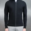 Square Textured Zip Through Jacket - Black