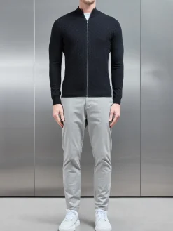 Square Textured Zip Through Jacket - Black