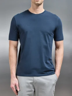 Stretch Slim Fit Cotton T-Shirt - Navy