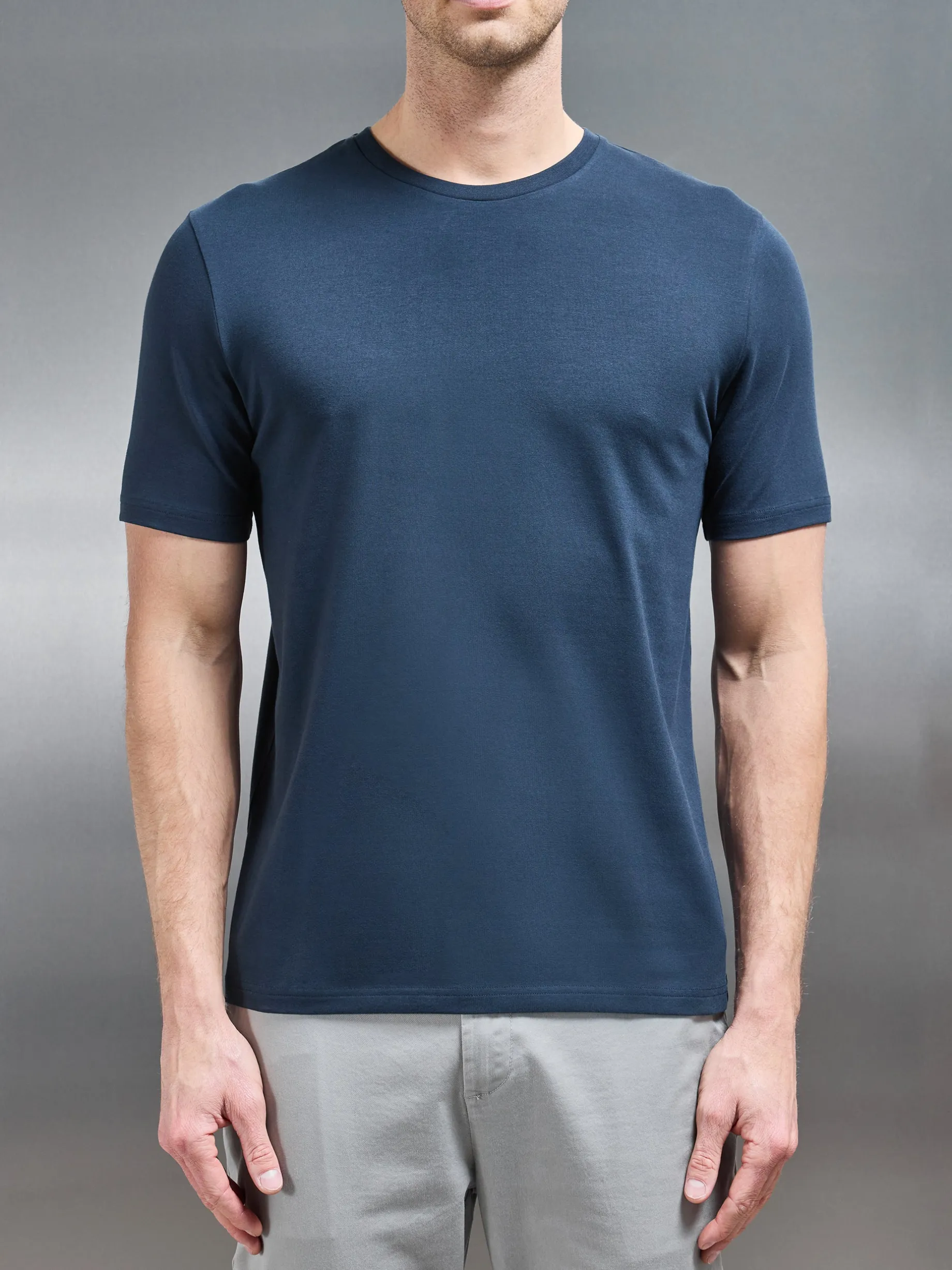 Stretch Slim Fit Cotton T-Shirt - Navy