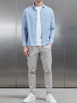 Stripe Long Sleeve Cutaway Collar Shirt - Blue