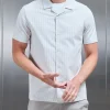 Stripe Short Sleeve Revere Collar Shirt - White