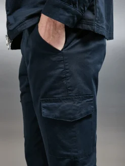Tailored Cotton Cargo Pant - Navy