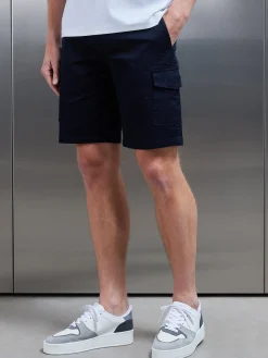 Tailored Cotton Cargo Short - Navy