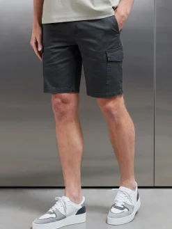 Tailored Cotton Cargo Short - Grey
