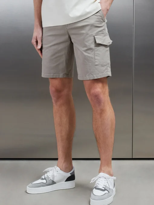 Tailored Cotton Cargo Short - Stone