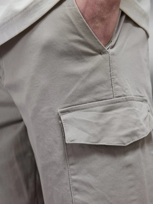 Tailored Cotton Cargo Short - Stone