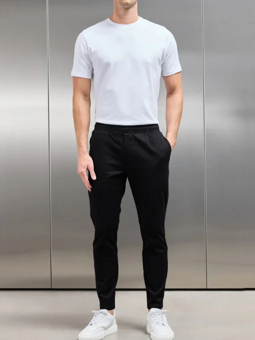 Tailored Drawstring Chino Trouser - Black