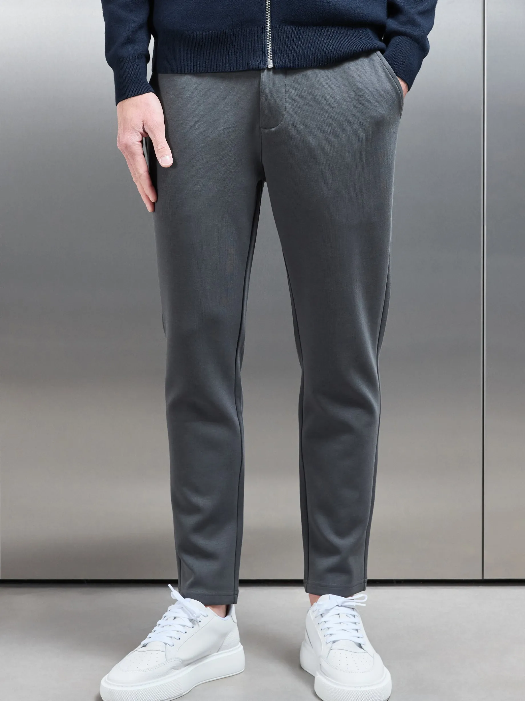 Tailored Interlock Chino Trouser - Grey