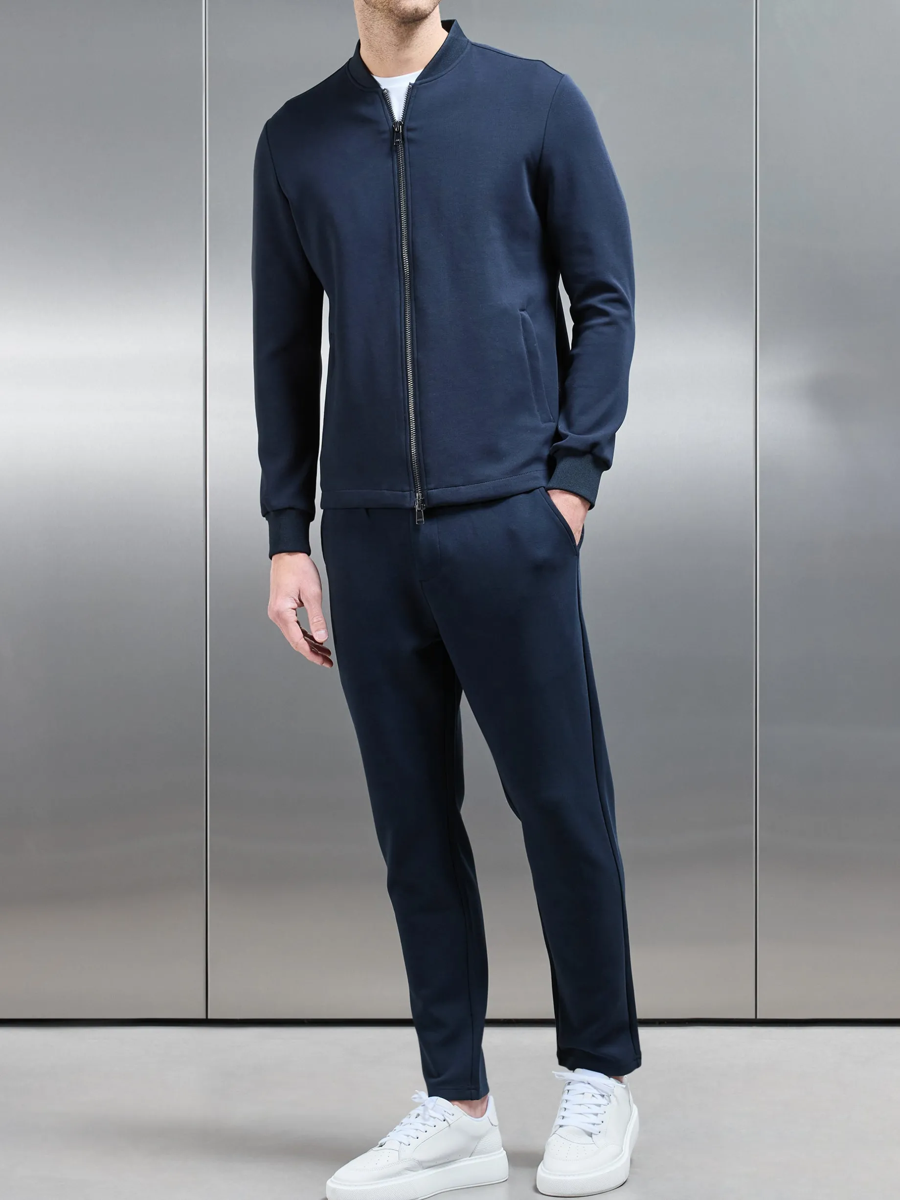 Tailored Interlock Chino Trouser - Navy