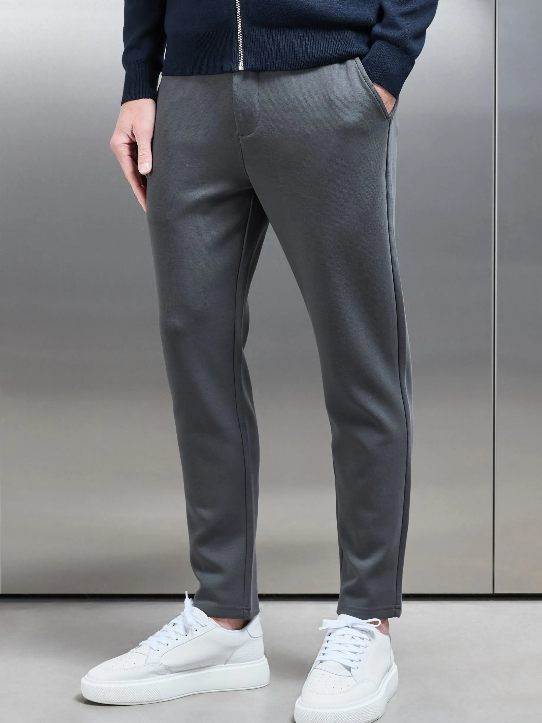 Tailored Interlock Chino Trouser - Grey
