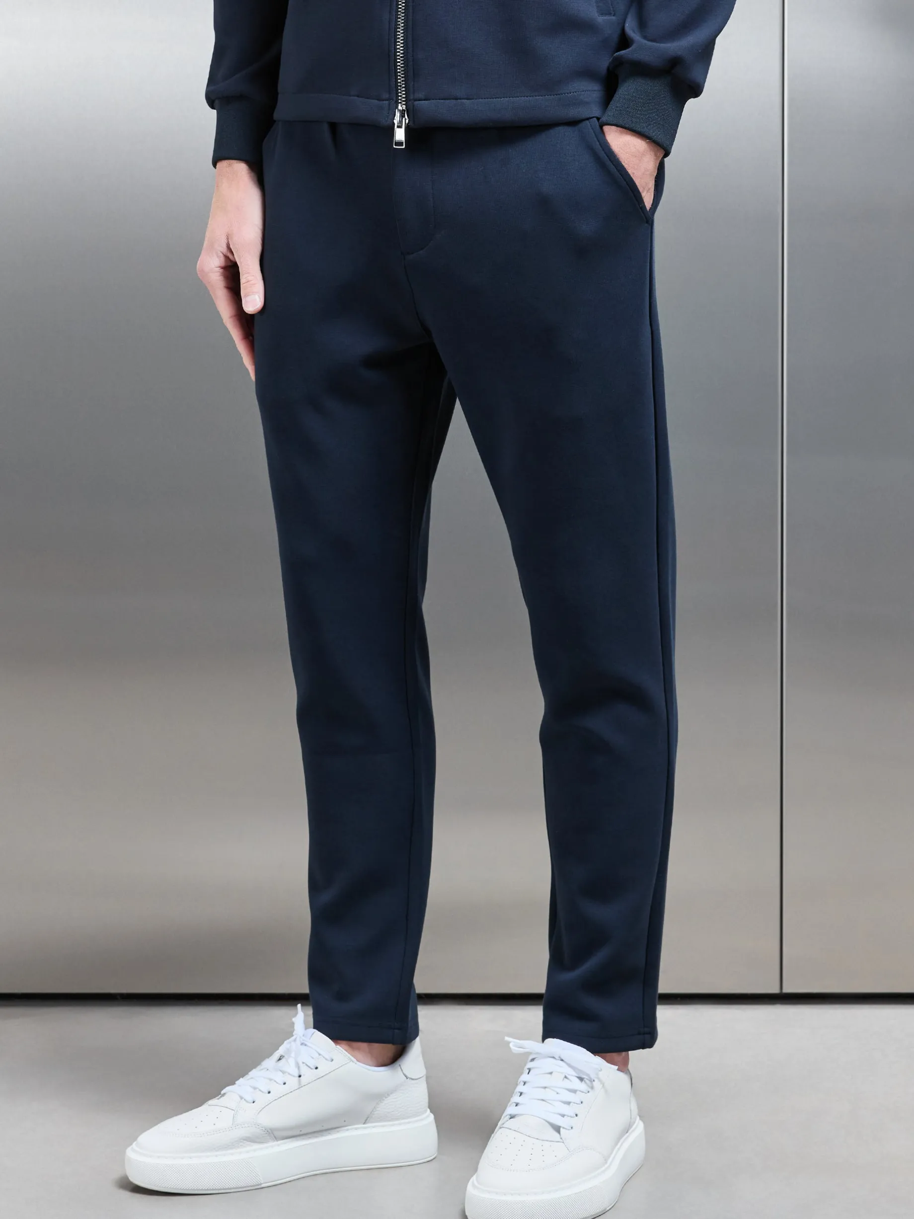 Tailored Interlock Chino Trouser - Navy