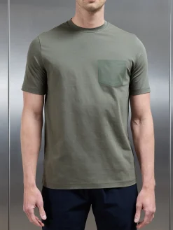 Technical Cotton Stretch Pocket T-Shirt - Sage