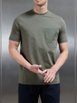 Technical Cotton Stretch Pocket T-Shirt - Sage