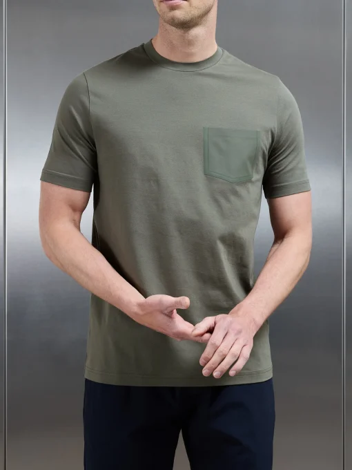 Technical Cotton Stretch Pocket T-Shirt - Sage