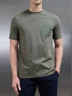 Technical Cotton Stretch Pocket T-Shirt - Sage