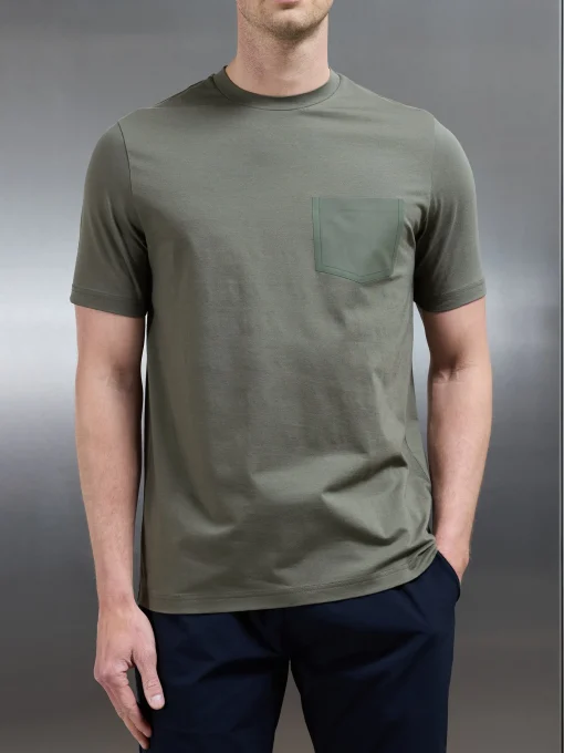 Technical Cotton Stretch Pocket T-Shirt - Sage