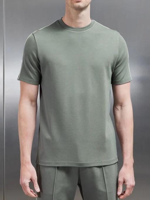 Technical Jersey Piping T-Shirt - Olive