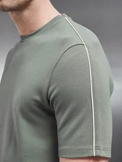Technical Jersey Piping T-Shirt - Olive