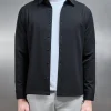 Textured Button Through Shirt - Black