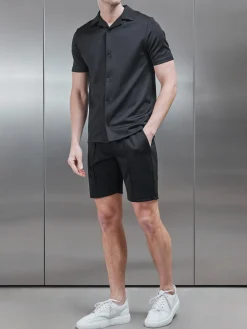 Textured Interlock Short - Black
