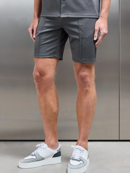 Textured Interlock Short - Grey