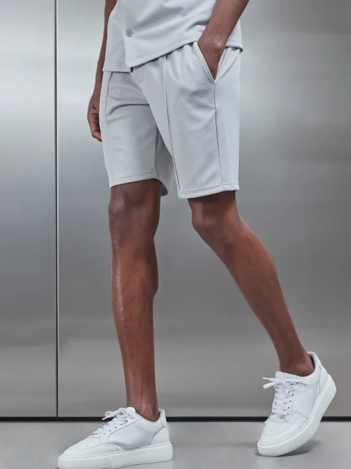Textured Interlock Short - Mid Grey
