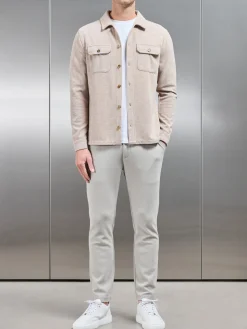 Textured Knitted Overshirt - Taupe