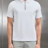 Tipped Mercerised Interlock Zip Polo Shirt - White