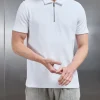 Towelling Zip Polo Shirt - White