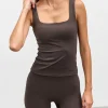 Womens Active Square Neck Vest - Brown