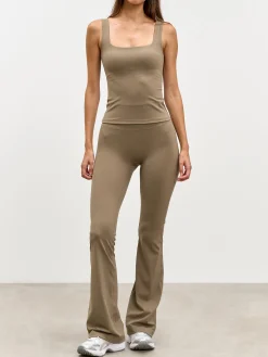 Womens Active Square Neck Vest - Taupe