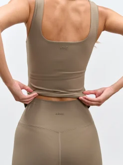 Womens Active Square Neck Vest - Taupe
