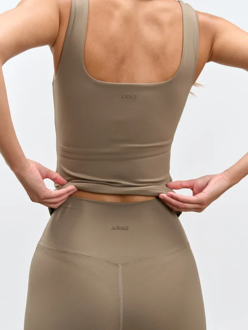 Womens Active Square Neck Vest - Taupe