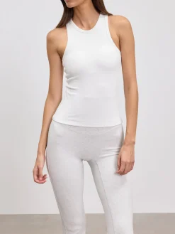 Womens Brushed Cotton Jersey Racer Vest - White