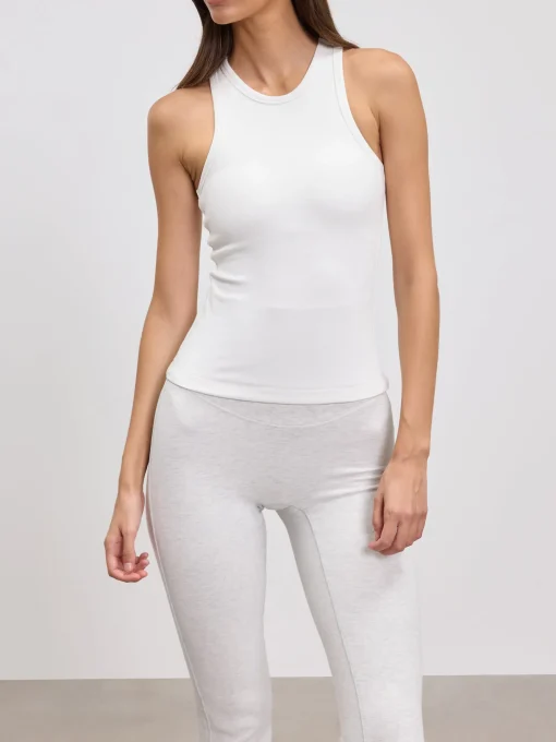 Womens Brushed Cotton Jersey Racer Vest - White