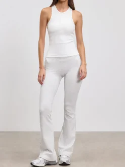 Womens Brushed Cotton Jersey Racer Vest - White